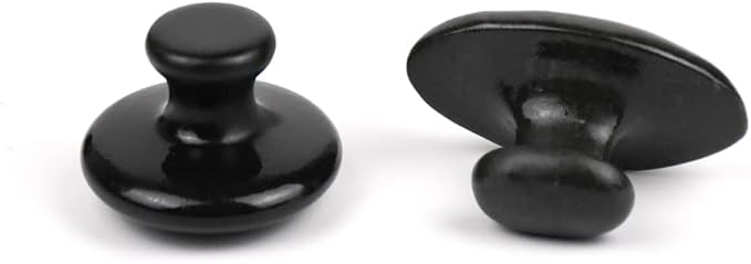 2 Pcs Long Mushroom Shaped Massage Stones Natural Bian Stone Hot Rock for Spa Massage Black