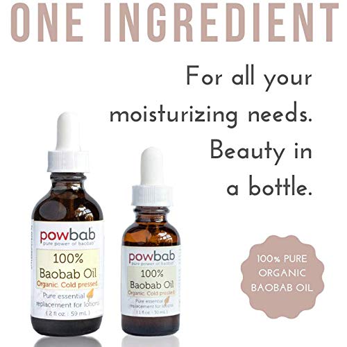 100% Baobab Oil Cold Pressed, Raw Organic Body Oil for Skin, Hair and Nail Repair. Pure Vitamin E Oil for Scars from Baobab Seeds for Skincare - 2 oz