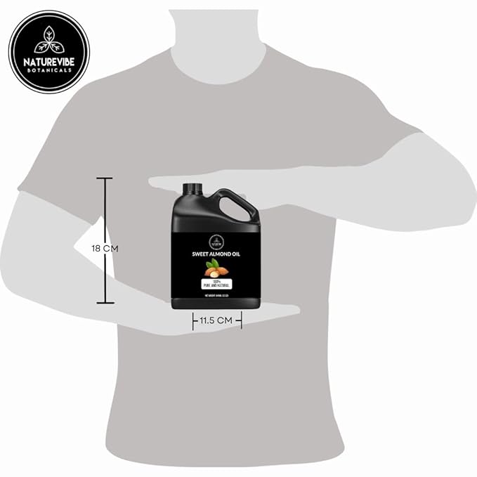 Naturevibe Botanicals Sweet Almond Oil 32 Ounces | 100% Pure and Natural Unrefined Cold Pressed Carrier Oil | Great for Skin Care and Hair Care