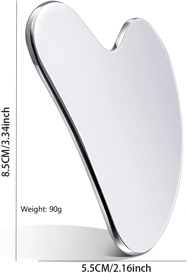 Stainless Steel Gua Sha Facial Tools, Tighten Skin Massage Guasha Beauty Tool, Metal Guasha Tool for Face, Face Massager Tool for Body Eyes Neck (Silver)