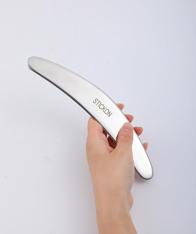 STICKON 2 in 1 Stainless Steel Gua Sha Muscle Scraper Tools Set,Physical Therapy Tools,Muscle Scraping Tool,Massage Scraper,IASTM Tools, Guasha Massage Scraper (STICKON-62)