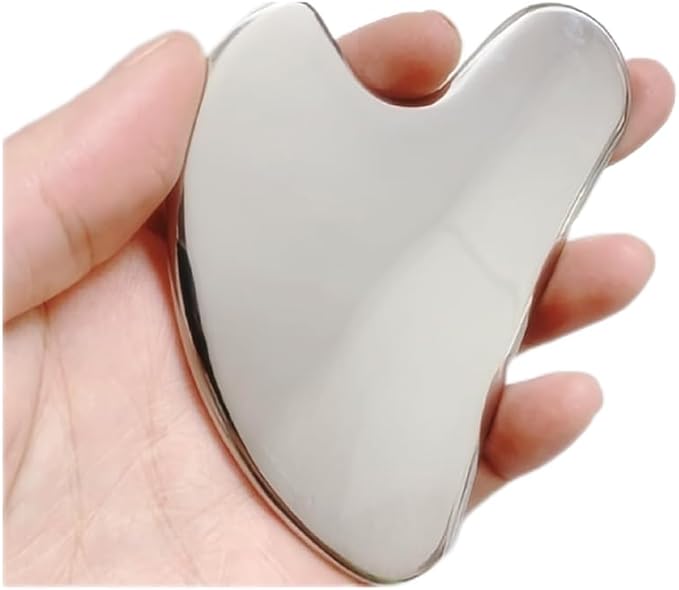 Stainless Steel Gua Sha Facial Tools Set, Metal Guasha Tool for Face and Body Massage（Scraping Board+Leather Cover）