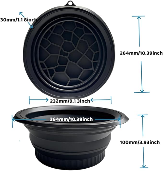 Face Bowl for Ice with Built-in Tray – Collapsible Silicone Face Bath Bowl for Cooling Skin – Portable Design for Home & Travel (Dark)