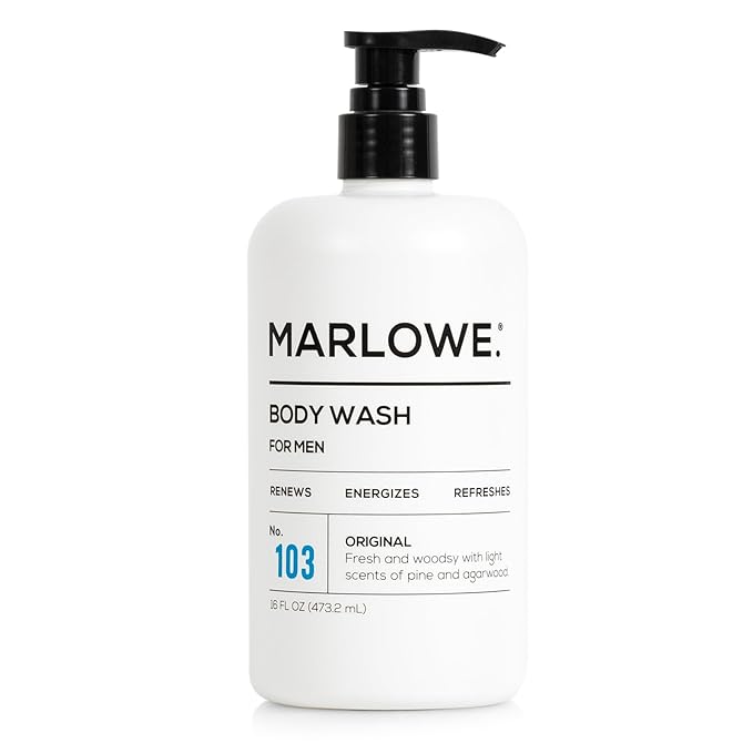 MARLOWE. No. 103 Body Wash 16 oz Pump, Original, Energizing & Refreshing Shower Gel with Willow Bark & Green Tea Extracts, Cleanses, Moisturizes, Smooths & Nourishes, Fresh Pine & Agarwood Scent