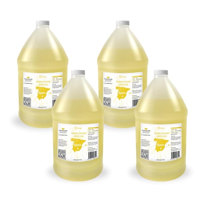 Sunflower Carrier Oil (4Gal) - Direct from EIR Oils' Farmland in the Sunny Fields of Spain - 100% Pure Carrier Oil for Hair, Face, and Skin