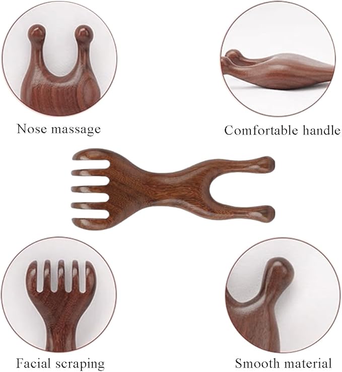 Natural Wooden Nose Guasha Massage Tools Anti-Static, Eyes Facial Wood Gua Sha Tool,face Manual Massager Tool, Multifunctional Handheld Meridians Acupoint Massage Tool,1 Pieces