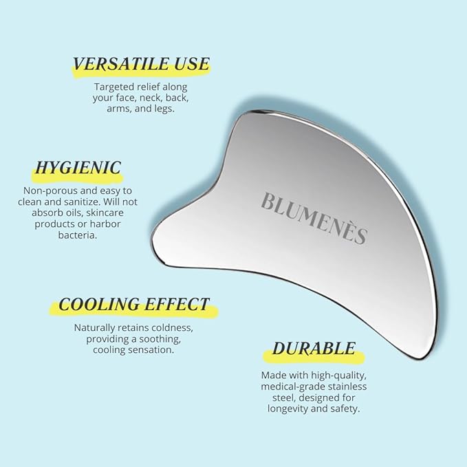 Blumenes - Traditional Gua Sha Tool & 10,000 mg Relief Cream - Post Workout Joint & Muscle Relaxation - Natural Topical Cream for Comfort & Soothing Massager Relief Bundle - 2-in-1 Bundle