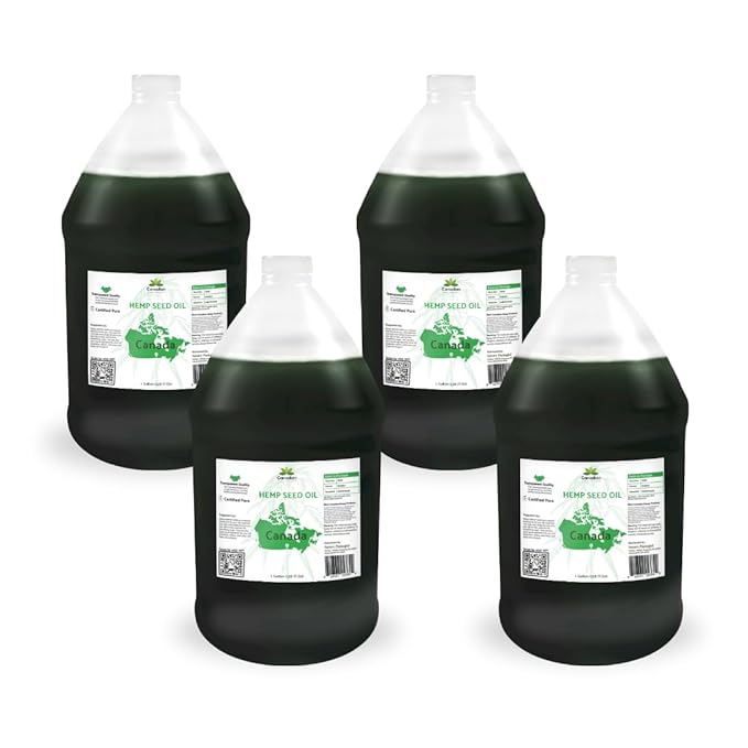 Hemp Seed Oil for Skin, Hair and Body Direct from Hemp Oil Canada - Cold Pressed Hemp Seed Oils - 1 Gallon (Pack of 4)