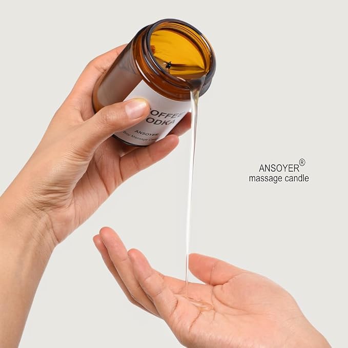 Massage Oil Candle, Romantic Gift SPA Use Home Scented Candle Body Oil, Ultra Hydrating Body Care with Soybean Oil, 4.5oz (Vanilla Amber)