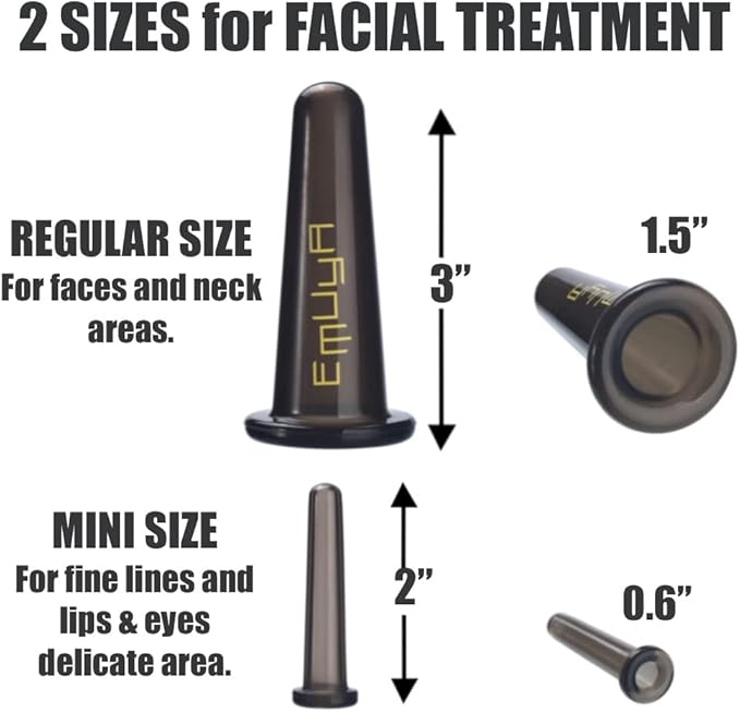 Gua Sha Facial Cupping Set for Face and Neck – Guasha Facial Tools Face Cupping Set for Anti Aging– Real Jade Gua Sha Stone & 2 Sizes Silicon Cups - Sculpting, Contour Jawline, Glowing Skin