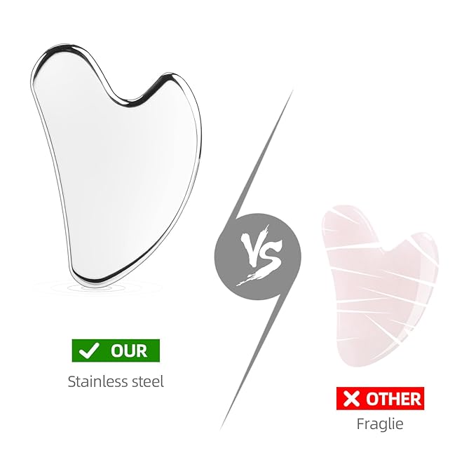 BTYMS Gua Sha Facial Tools, Heart Shaped Guasha Tool Stainless Steel Face Sculpting Tool