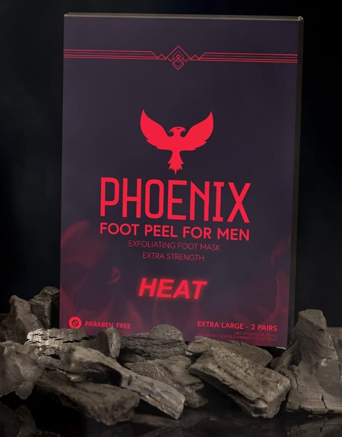 (Pack of 2) Phoenix Foot Peel for Men - Extra Large - Extra Strength - Cinnamon - Exfoliating Dry Feet Treatment - Callus Remover - Paraben and Fragrance Free -