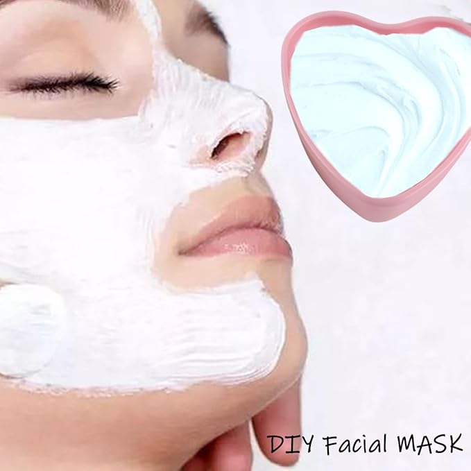 10 Sets Plastic Heart Shaped Facial Mask Mixing Bowl, Pink Facemask Bowl DIY Skin Care Mixing Tool Kit with Spatulas for Mud Masks, Home Salon, and Beauty Salon Use, Face Mask Applicator Tool(10Pcs)