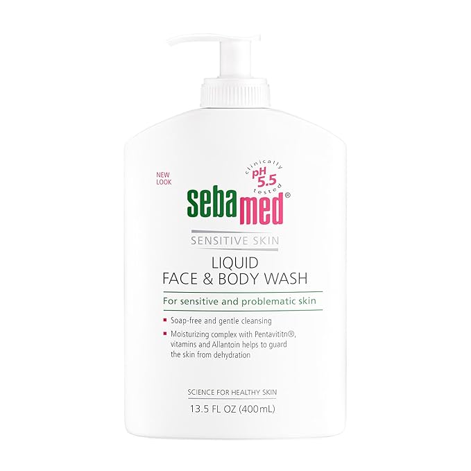 SEBAMED Paraben-Free Liquid Face and Body Wash with Pump pH 5.5 Dermatologist Recommended Mild Hydrating Cleanser for Sensitive Skin 13.5 Fluid Ounces (400 Milliliters)