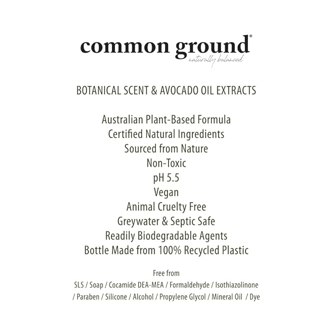 COMMON GROUND Natural Body Wash - Paraben & Cruelty Free, Vegan, Plant-Based, Botanical Freesia Scent & Avocado Oil Extracts - All Skin Types, Men & Women, Sensitive