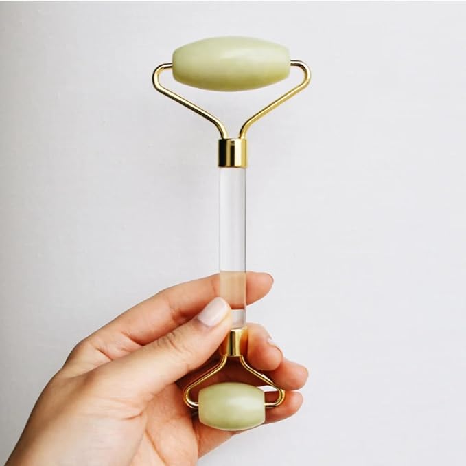 Jade Stone Face Roller - Facial Massager Tool for Radiant Skin, Authentic Xiuyan Jade Roller for Eyes