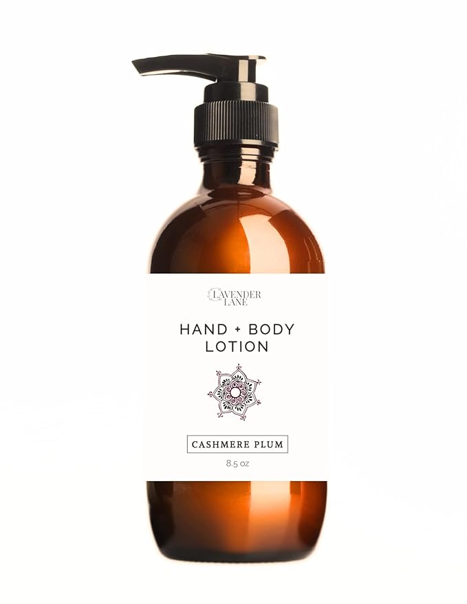 LAVENDER LANE Cashmere Plum Hand & Body Lotion, 9 oz - Made With Our Lavender Essential Oil, Goat's Milk, Moisturizing Shea Butter, Grown & Made in USA