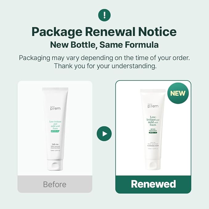 MAKE P:REM Safe Me. Relief Moisture Cleansing Foam, Delicate Eye-Friendly Face Wash for Sensitive Skin, pH Balanced Deep Pore Cleansing, Korean Skin Care, 3.38 Fl Oz, 100ml