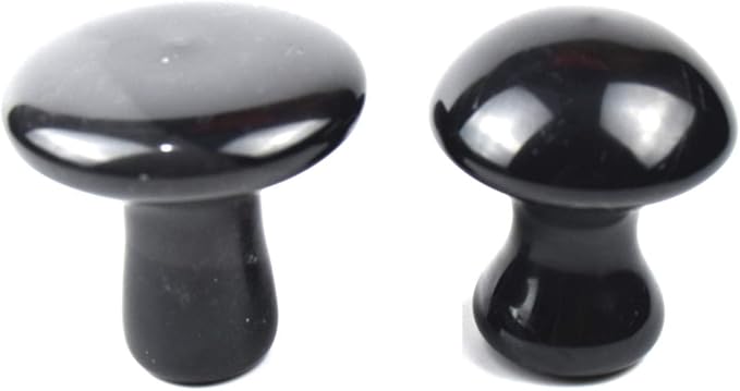 2 Pcs Mushroom Shaped Massage Stones Natural Bian Stone Hot Rock for Spa Massage (2-SL, Black)