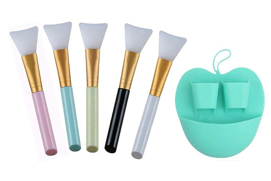 1 Silicone Face Cleanser Plus 5 PCS Silicone Face Mask Brush, Mask Beauty Tool Soft Silicone Facial Mud Mask Applicator Brush tool, Applicator for Mud