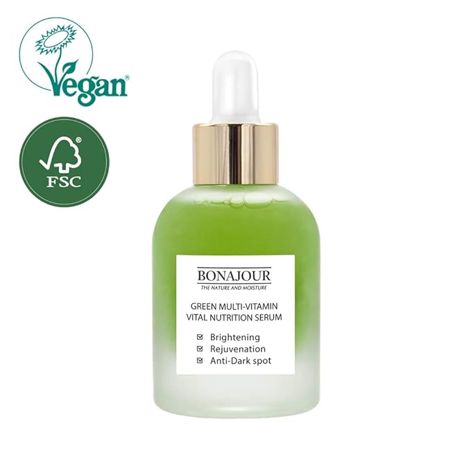 [BONAJOUR] Vegan Natural Green Multi Vitamin Serum for Face - 72% Vitamin, Anti Aging & Brightenging, Remove Dark Spot 1.18 fl. oz