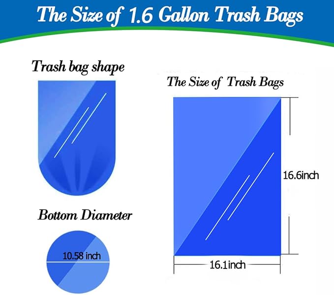 1.6 Gallon 120 pcs (Fit 1.3-1.6 Gal)Small Clear Trash Bags, Strong 1.3 Gallon1.5 Gallon 1.6 gallons Garbage Bags, Bathroom Trash Can Bin Liners, Mini Bags for Office, Waste Basket Liner,Fit 5-6 Liters