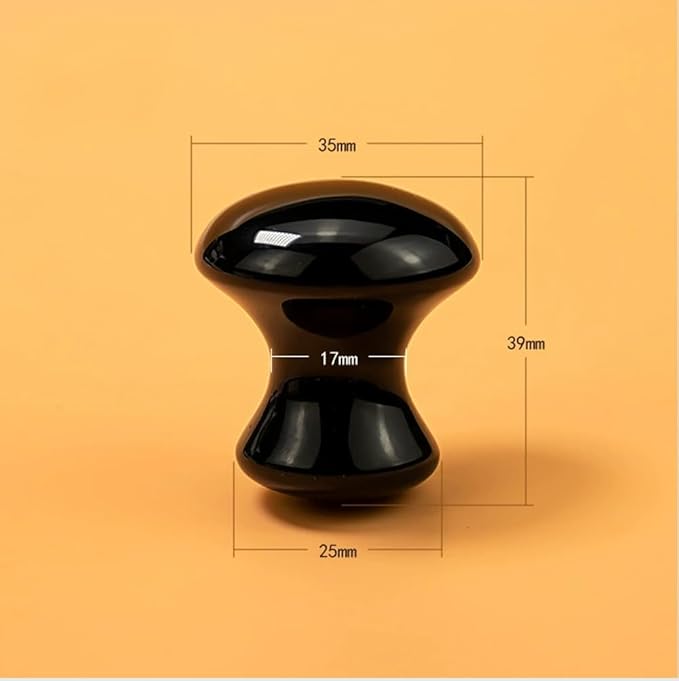 2 Pcs Mushroom Shaped Massage Stones Natural Bian Stone Hot Rock for Spa Massage (2-S, Black)