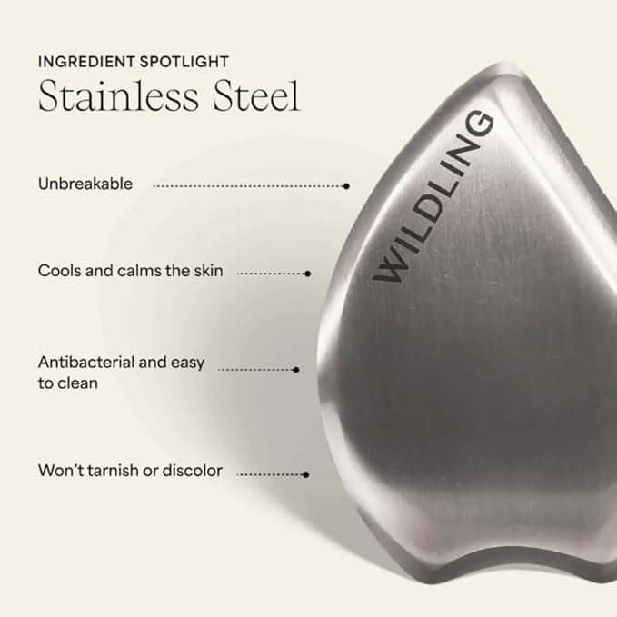 WILDLING Empress Platinum Gua Sha | Facial Gua Sha | Stainless Steel | Maximium Lifting + Sculpting + Contouring + Toning + De-Puffing