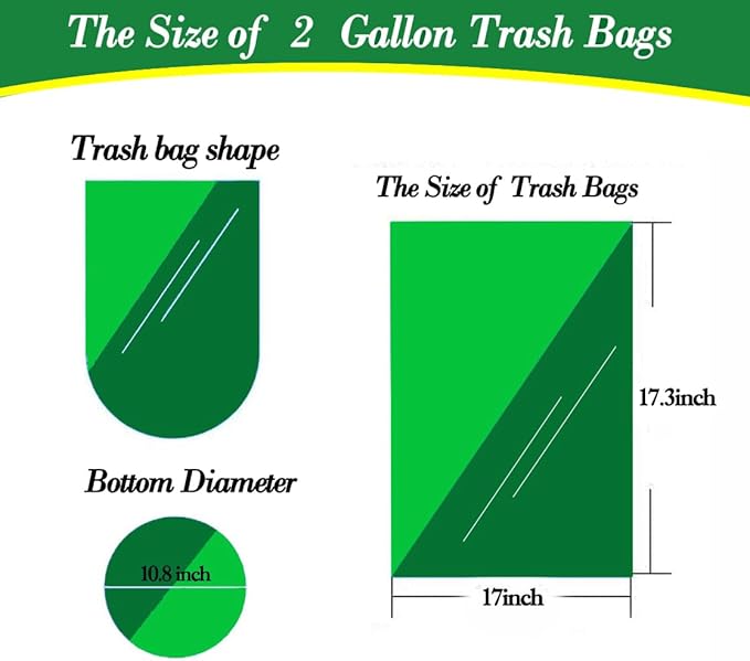 2 Gallon 120pcs Small black Trash Bags(Fit 1.8-2 Gal) Plastic black Garbage Bags,Bathroom Trash Can Bin Liners,Waste Basket Liner,Fit 6-8 Liter, 1.8 Gallon,2 Gallon (2-Black120)