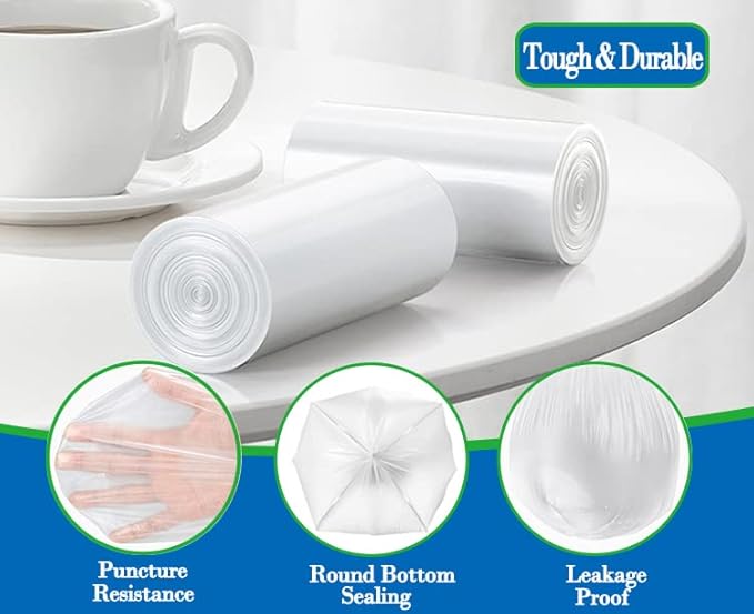7 Gallon 70 pcs Clear Trash Bags Strong Clear Garbage Bags, Bathroom Trash Can Bin Liners, Plastic Bags for Office, Fit 6 gallon,7 gallon Waste Basket Liner 6,7 Gal(7G70-Clear)