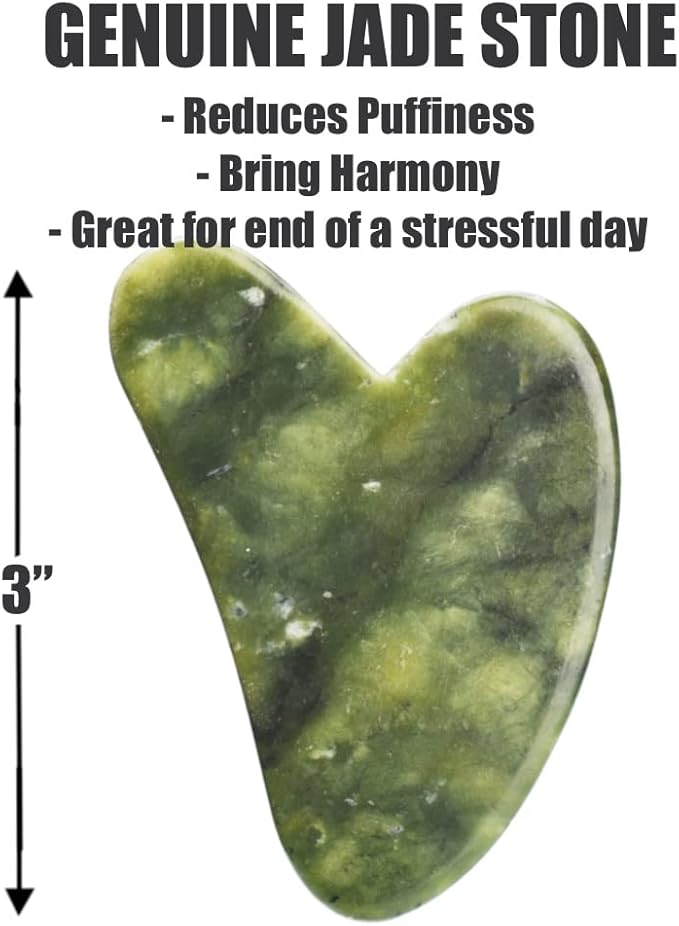 Gua Sha Facial Cupping Set for Face and Neck – Guasha Facial Tools Face Cupping Set for Anti Aging– Real Jade Gua Sha Stone & 2 Sizes Silicon Cups - Sculpting, Contour Jawline, Glowing Skin