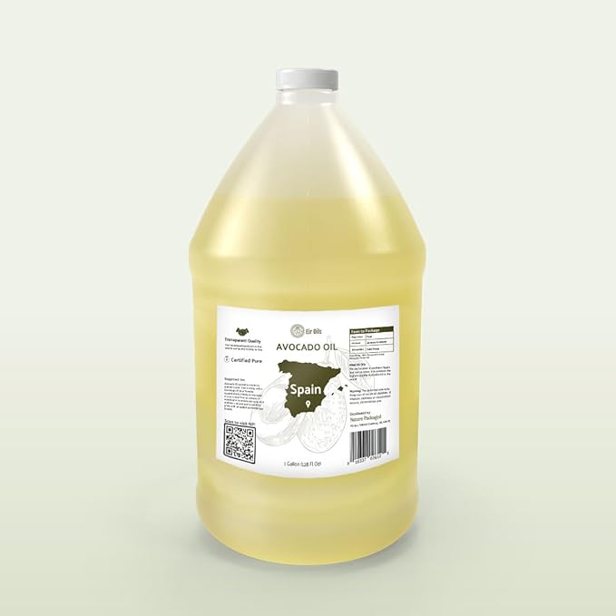 Avocado Oil - Direct from EIR Oils Farm in Spain - 100% Pure Carrier Oil for Hair, Face, and Skin - Hand-Picked, Cold-Pressed Carrier Oil - (4Gallons)