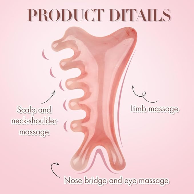 4 in 1 Massage Comb Gua Sha Tool for Face & Body, 2025 New Head Massage Combs Facial Tools, Meridian Therapy Tool for Body Tension Relief, Self Care Gifts for Women Men (Pink)