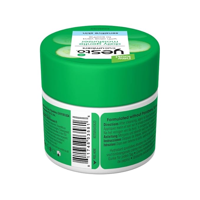 Yes To Cucumbers Sooth And Calming Daily Gentle Moisturizer For Sensitive Skin With Aloe And Sweet Almond Oil, 1.7 Fl Oz
