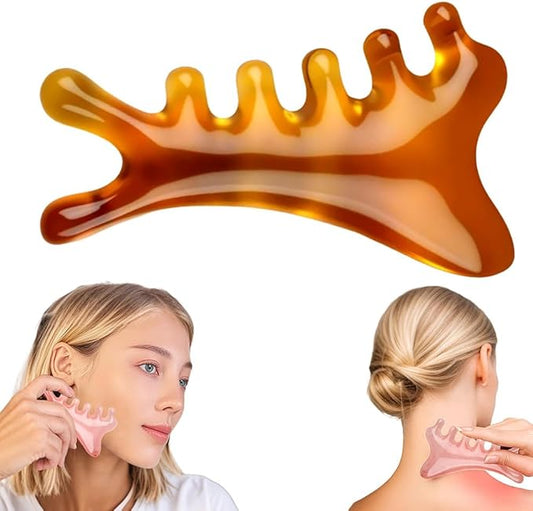 4 in 1 Massage Comb Gua Sha Tool for Face & Body, 2025 New Head Massage Combs Facial Tools, Meridian Therapy Tool for Body Tension Relief, Self Care Gifts for Women Men (Orange)