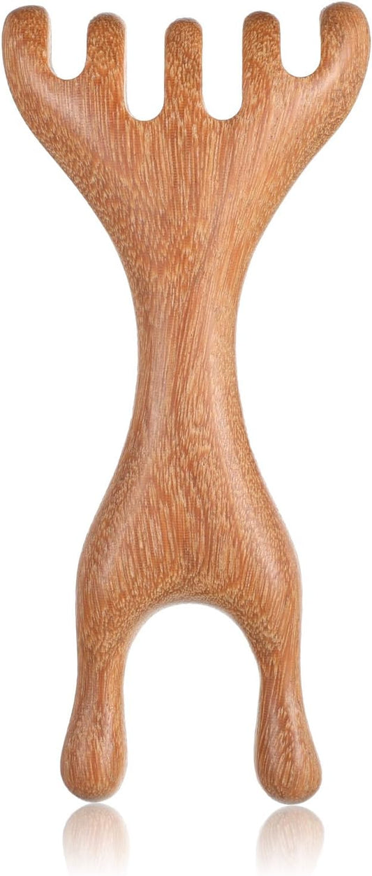 1 Pc Double-Ended Wood Scalp Massager, Meridian Massage Combs Head Massage Tool, Wooden Back Scratcher Gua Sha Facial Tools for Deep Relaxation & Stress Reduction