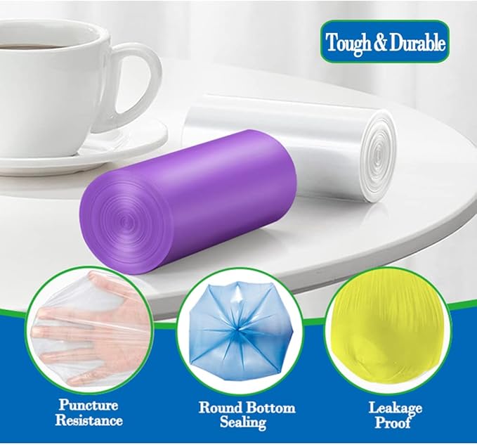 4 Gallon Small Garbage Bags 250 Counts,Trash Bag Bin Liners, 12-15 Liters Bin Bags Wastebasket Bags for home office kitchen Trash Can,Bathroom,Bedroom 5 Color