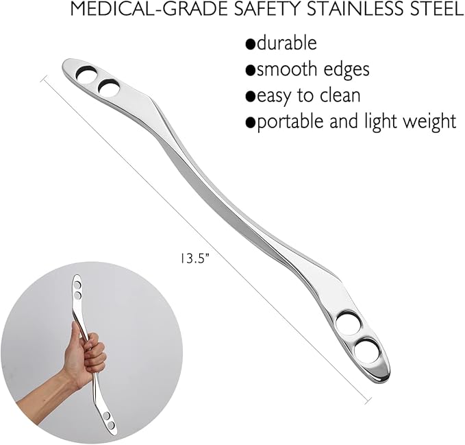 Gua Sha Scraping Massage Tool, IASTM Tools, Long Bar Tool for Large Muscles, Great Soft Tissue Mobilization Tool, 13.5 inch Long (B)