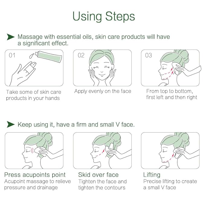 Gua Sha Facial Tools Stone Massage GuaSha Tool for Face (Green)