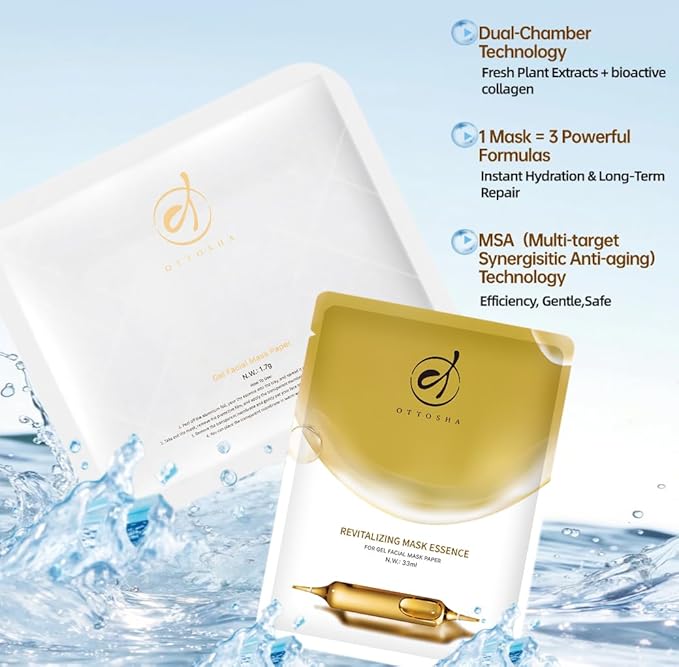 Bioactive Collagen Face Mask for Women & Men Skin Care Beauty SPA,Separated Essence 33ml and Powder Membrane, Hydrating,Repairing,Brightening,Revitalizing, Anti-Aging (5 pairs)