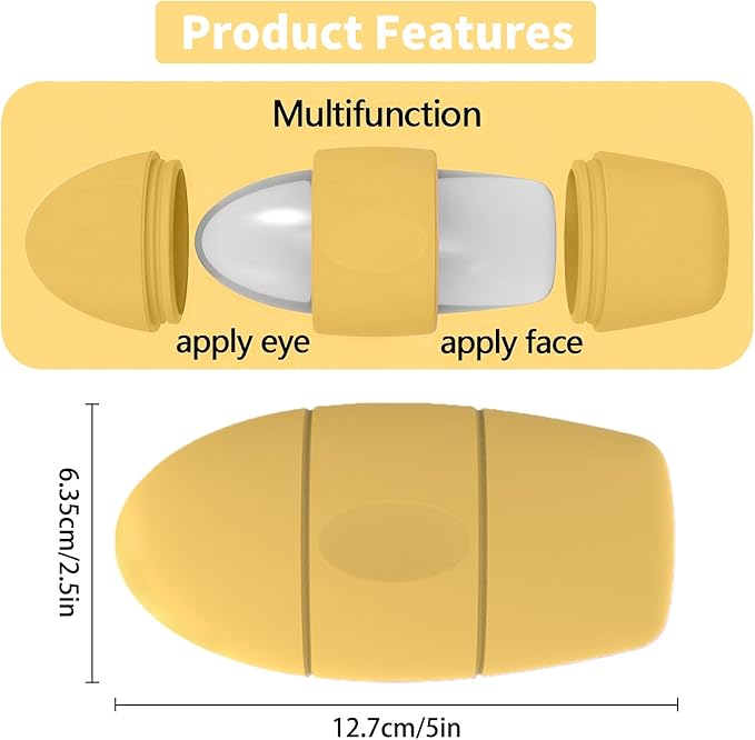 Ice Roller for Face and Eye Massager for Face, Eyes and Neck Naturally Conditioning and Skin Care,De-Puff Eye Bags,Reduce Migraine Pain,Reusable Massage Silicone Ice Mold (Yellow)