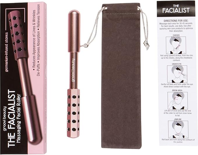 Face Roller Massaging Stones Uplift Skin, Promote Lymphatic draining, Reduces fine Lines & Wrinkles, de-Puffs The Skin & Reduces Facial Muscle Tension | No Batteries