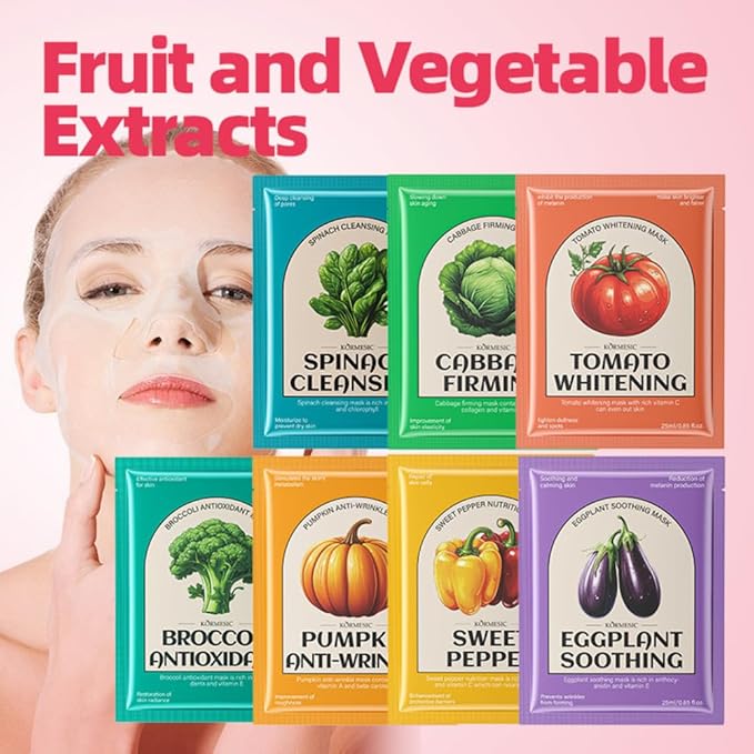 15 Combo Pack Face Mask - Extract Vegetable Essence, Hydrating & Soothing Facial Mask - Natural Home Spa Treatment Sheet Mask, Moisturizing Mask For Skin Care
