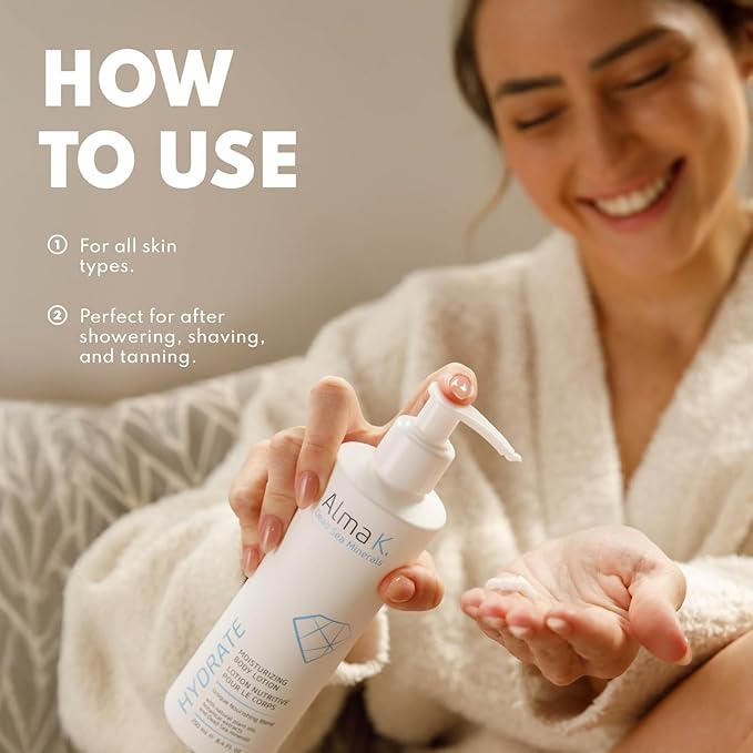 Alma K Moisturizing Body Lotion - Infused with Dead Sea Minerals - Vitamin E - Hydrating Body Lotion for Women - Body Lotion for Dry Skin - 8.4 oz