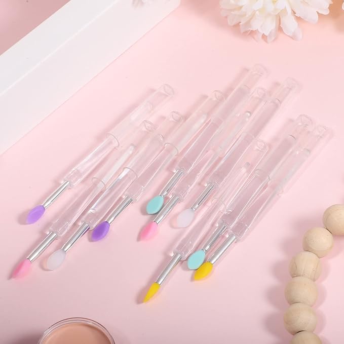 10pcs Reusable Silicone Lip Brushes with Lids Lip Mask Applicator and Applicator for Smooth Application Portable Design for Home Travel