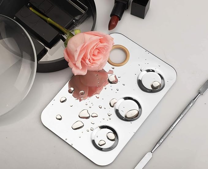 Makeup Mixing Palette, 6x4inch Stainless Steel Makeup Palette