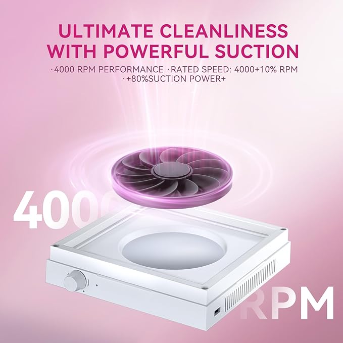 Makartt Rechargeable Nail Dust Collector - Machine Ultra Thin Nail Vacuum Dust Collector for Acrylic Nails Drills Portable SYMPHONEE Nail Dust Extractor with Reusable Filter White