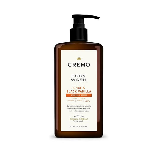 Cremo Rich-Lathering Spice & Black Vanilla Body Wash for Men, Notes of Spices, Dark Woods and Black Vanilla, 32 Fl Oz