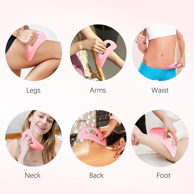 AICNLY Large Gua Sha Massage Tool, Lymphatic Drainage Massager, Muscle Scraping Massage Tools, Body Sculpting Anti Cellulite Tools for Man and Women (Pink)