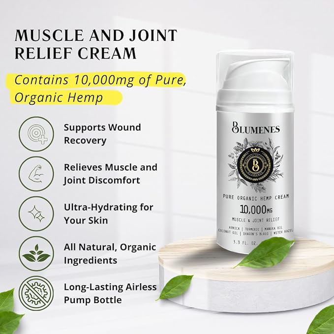 Blumenes - Traditional Gua Sha Tool & 10,000 mg Relief Cream - Post Workout Joint & Muscle Relaxation - Natural Topical Cream for Comfort & Soothing Massager Relief Bundle - 2-in-1 Bundle